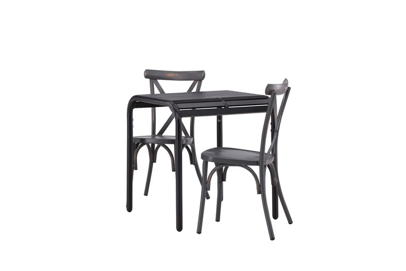 Borneo Caféset 70 cm + 2 st Tablas Matstolar Mörkgrå/Svart - Mörkgrå/Svart - Utemöbler & utemiljö - Utegrupp - Cafegrupp & cafeset