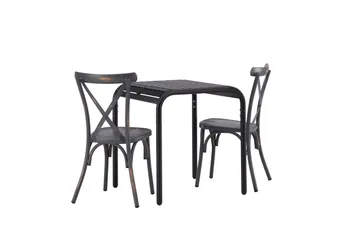 Borneo Caféset 70 cm + 2 st Tablas Matstolar Mörkgrå/Svart - Mörkgrå/Svart - Utemöbler & utemiljö - Utegrupp - Cafegrupp & cafeset