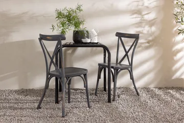 Borneo Caféset 70 cm + 2 st Tablas Matstolar Mörkgrå/Svart - Mörkgrå/Svart - Utemöbler & utemiljö - Utegrupp - Cafegrupp & cafeset