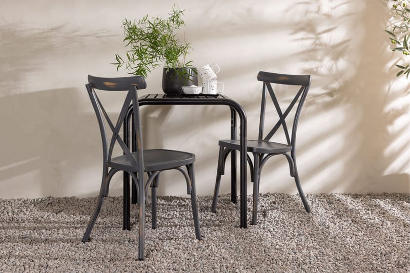 Borneo Caféset 70 cm + 2 st Tablas Matstolar Mörkgrå/Svart - Mörkgrå/Svart - Utemöbler & utemiljö - Utegrupp - Cafegrupp & cafeset