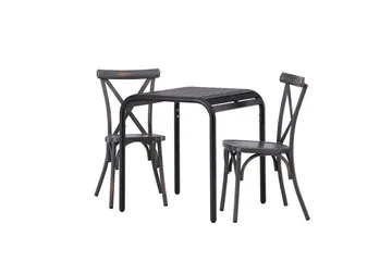 Borneo Caféset 70 cm + 2 st Tablas Matstolar Mörkgrå/Svart - Mörkgrå/Svart - Utemöbler & utemiljö - Utegrupp - Cafegrupp & cafeset