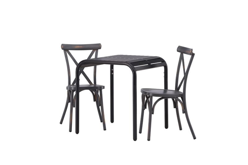 Borneo Caféset 70 cm + 2 st Tablas Matstolar Mörkgrå/Svart - Mörkgrå/Svart - Utemöbler & utemiljö - Utegrupp - Cafegrupp & cafeset