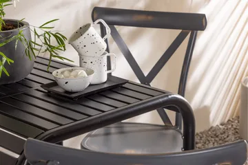 Borneo Caféset 70 cm + 2 st Tablas Matstolar Mörkgrå/Svart - Mörkgrå/Svart - Utemöbler & utemiljö - Utegrupp - Cafegrupp & cafeset