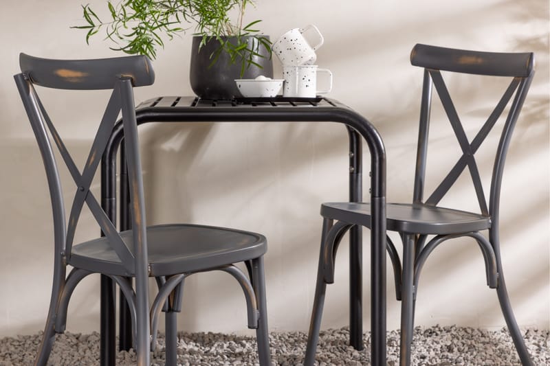 Borneo Caféset 70 cm + 2 st Tablas Matstolar Mörkgrå/Svart - Mörkgrå/Svart - Utemöbler & utemiljö - Utegrupp - Cafegrupp & cafeset