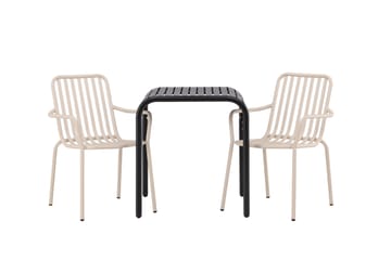 Borneo Caféset 70 cm + 2 st Peking Karmstolar - Beige/Svart - Utemöbler & utemiljö - Utegrupp - Cafegrupp & cafeset