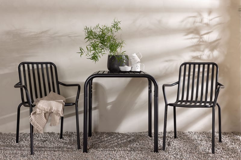 Borneo Caféset 70 cm + 2 st Peking Karmstolar Svart - Svart - Utemöbler & utemiljö - Utegrupp - Cafegrupp & cafeset