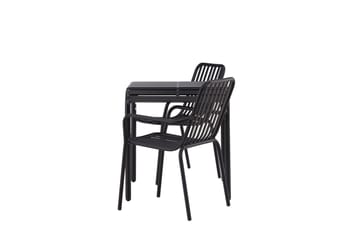 Borneo Caféset 70 cm + 2 st Peking Karmstolar Svart - Svart - Utemöbler & utemiljö - Utegrupp - Cafegrupp & cafeset