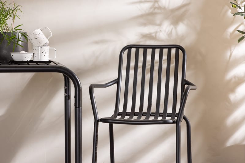 Borneo Caféset 70 cm + 2 st Peking Karmstolar Svart - Svart - Utemöbler & utemiljö - Utegrupp - Cafegrupp & cafeset