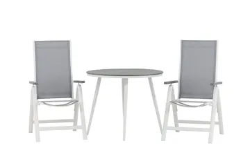 Break Cafégrupp Rund 90 cm + 2 Albany Postitionsstol - Vit/Grå - Utemöbler & utemiljö - Utegrupp - Cafegrupp & cafeset