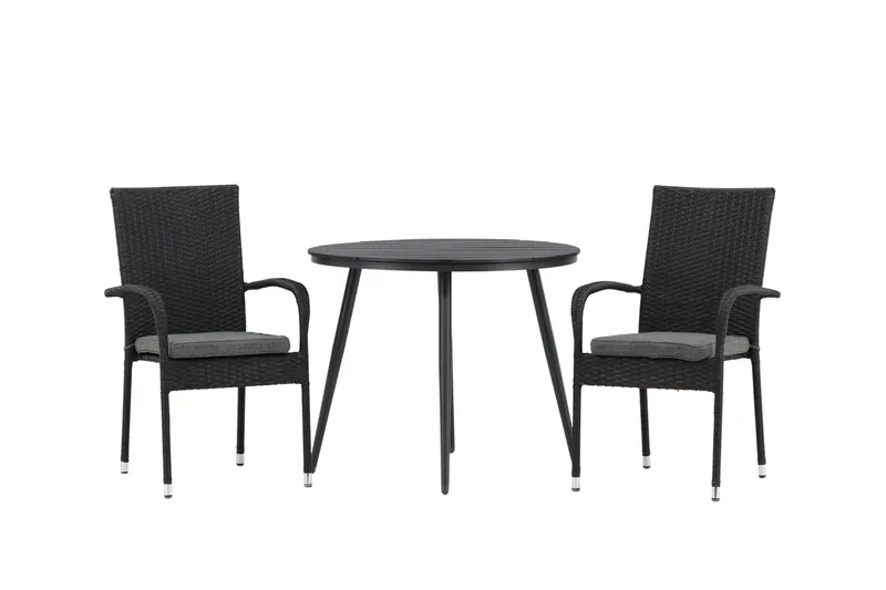 Break Cafégrupp Rund 90 cm + 2 Anna Matstol, Svart