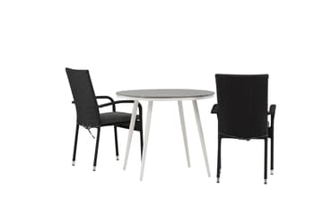 Break Cafégrupp Rund 90 cm + 2 Anna Matstol - Svart/Grå - Utemöbler & utemiljö - Utegrupp - Cafegrupp & cafeset