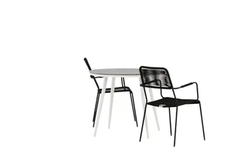 Break Cafégrupp Rund 90 cm + 2 Lindos Karmstol - Svart/Grå - Utemöbler & utemiljö - Utegrupp - Cafegrupp & cafeset