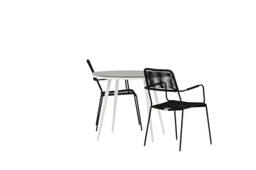 Break Cafégrupp Rund 90 cm + 2 Lindos Karmstol - Svart/Grå - Utemöbler & utemiljö - Utegrupp - Cafegrupp & cafeset