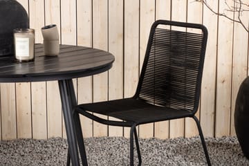 Break Cafégrupp Rund 90 cm + 2 Lindos Stapelbar Stol - Svart - Utemöbler & utemiljö - Utegrupp - Cafegrupp & cafeset