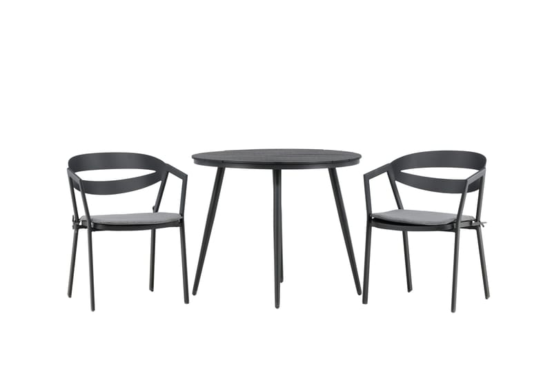 Break Cafégrupp Rund 90 cm + 2 Slit Matstol, Svart