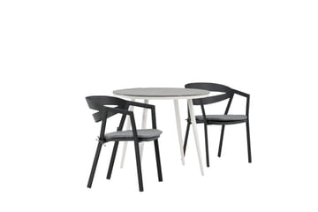 Break Cafégrupp Rund 90 cm + 2 Slit Matstol - Svart/Grå - Utemöbler & utemiljö - Utegrupp - Cafegrupp & cafeset