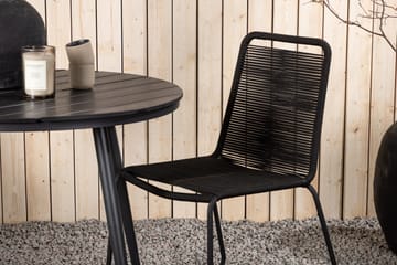 Break Cafégrupp Rund 90 cm + 2 Lindos Stapelbar Stol - Svart - Utemöbler & utemiljö - Utegrupp - Cafegrupp & cafeset