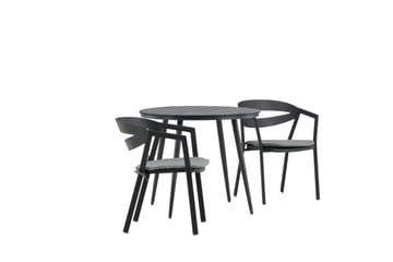 Break Cafégrupp Rund 90 cm + 2 Slit Matstol - Svart - Utemöbler & utemiljö - Utegrupp - Cafegrupp & cafeset