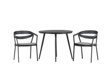 Break Cafégrupp Rund 90 cm + 2 Slit Matstol - Svart - Utemöbler & utemiljö - Utegrupp - Cafegrupp & cafeset