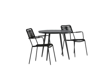 Break Caféset Rund Ø90 cm + 2 Lindos Karmstol - Svart - Utemöbler & utemiljö - Utegrupp - Cafegrupp & cafeset