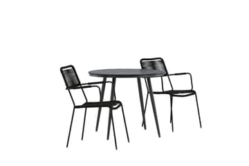 Break Caféset Rund Ø90 cm + 2 Lindos Karmstol - Svart - Utemöbler & utemiljö - Utegrupp - Cafegrupp & cafeset