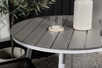 Break Matgrupp Rund 90 cm + 2 Lindos Stapelbar Stol - Svart/Grå - Utemöbler & utemiljö - Utegrupp - Cafegrupp & cafeset