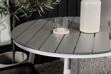 Break Matgrupp Rund 90 cm + 2 Lindos Stapelbar Stol - Svart/Grå - Utemöbler & utemiljö - Utegrupp - Cafegrupp & cafeset