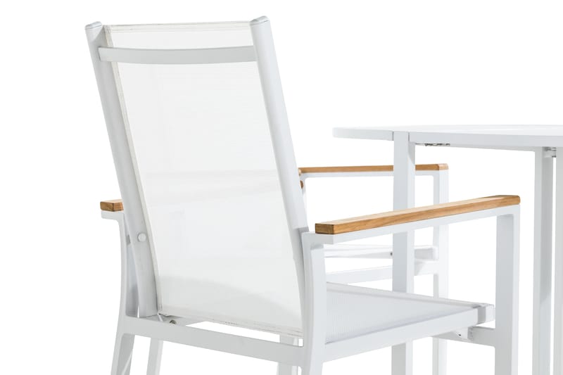 Cafégrupp Flippy 90 Rund + 4 Las Vegas Stapelstol - Vit|Teak - Utemöbler & utemiljö - Utegrupp - Cafegrupp & cafeset