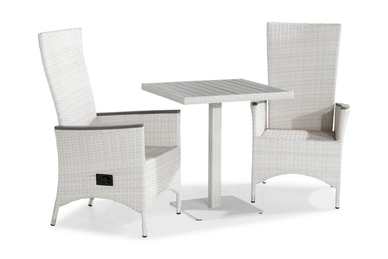 Caféset Bahamas 70x70 + 2 Jenny Lyx Fåtölj Ställbar - Vit|Grå - Utemöbler & utemiljö - Utegrupp - Cafegrupp & cafeset