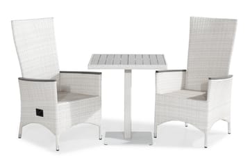 Caféset Bahamas 70x70 + 2 Jenny Lyx Fåtölj Ställbar - Vit|Grå - Utemöbler & utemiljö - Utegrupp - Cafegrupp & cafeset