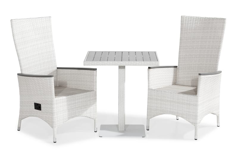 Caféset Bahamas 70x70 + 2 Jenny Lyx Fåtölj Ställbar - Vit|Grå - Utemöbler & utemiljö - Utegrupp - Cafegrupp & cafeset
