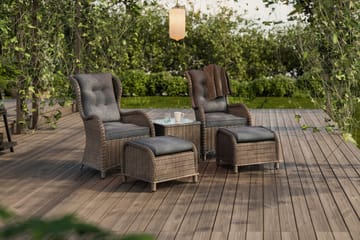 Caféset Marcus med 2 Öronlappsfåtöljer med Fotpall m Dyna - Grå - Utemöbler & utemiljö - Utegrupp - Cafegrupp & cafeset