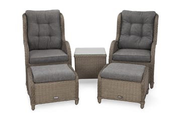 Caféset Marcus med 2 Öronlappsfåtöljer med Fotpall m Dyna - Grå - Utemöbler & utemiljö - Utegrupp - Cafegrupp & cafeset