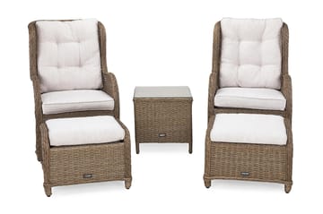 Caféset Marcus med 2 Öronlappsfåtöljer med Fotpall m Dyna - Natur - Utemöbler & utemiljö - Utegrupp - Cafegrupp & cafeset