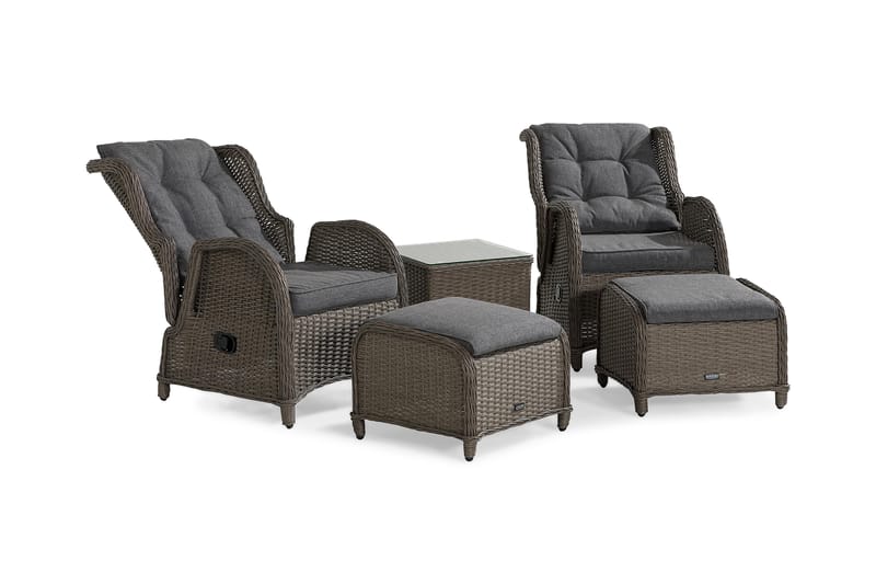 Caféset Marcus med 2 Reclinerfåtöljer m Dyna - Grå - Utemöbler & utemiljö - Utegrupp - Cafegrupp & cafeset