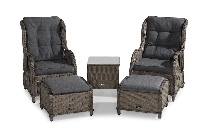 Caféset Marcus med 2 Reclinerfåtöljer Utomhus m Dyna - Grå - Utemöbler & utemiljö - Utegrupp - Cafegrupp & cafeset