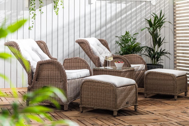 Caféset Marcus med 2 Reclinerfåtöljer Utomhus m Dyna - Natur - Utemöbler & utemiljö - Utegrupp - Cafegrupp & cafeset