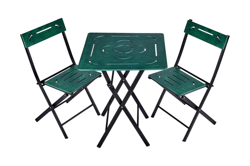 Caféset Riotorto 60 cm Blomma + 2 Utestolar - Grön/Svart - Utemöbler & utemiljö - Utegrupp - Cafegrupp & cafeset