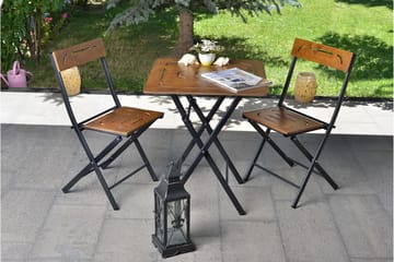 Caféset Riotorto 60 cm Blomma + 2 Utestolar - Natur/Svart - Utemöbler & utemiljö - Utegrupp - Cafegrupp & cafeset