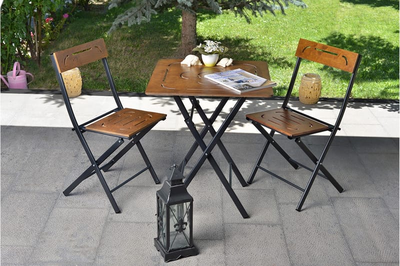 Caféset Riotorto 60 cm Blomma + 2 Utestolar - Natur/Svart - Utemöbler & utemiljö - Utegrupp - Cafegrupp & cafeset