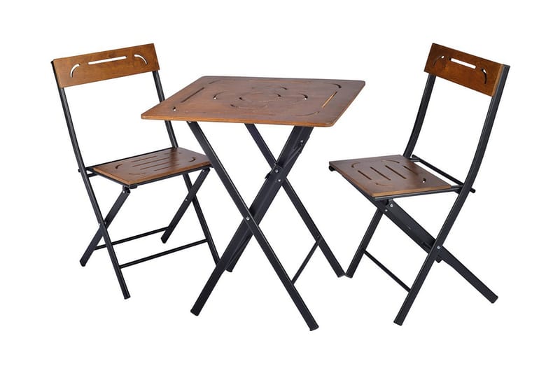 Caféset Riotorto 60 cm Blomma + 2 Utestolar - Natur/Svart - Utemöbler & utemiljö - Utegrupp - Cafegrupp & cafeset