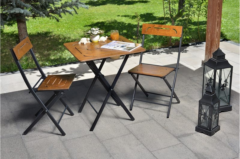 Caféset Riotorto 60 cm Blomma + 2 Utestolar - Natur/Svart - Utemöbler & utemiljö - Utegrupp - Cafegrupp & cafeset
