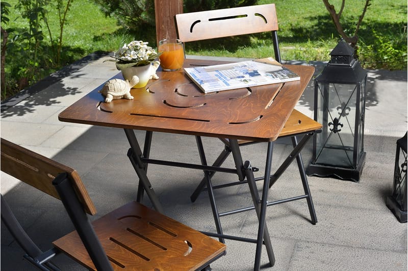 Caféset Riotorto 60 cm Blomma + 2 Utestolar - Natur/Svart - Utemöbler & utemiljö - Utegrupp - Cafegrupp & cafeset