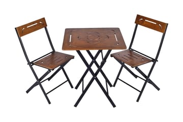 Caféset Riotorto 60 cm Blomma + 2 Utestolar - Natur/Svart - Utemöbler & utemiljö - Utegrupp - Cafegrupp & cafeset