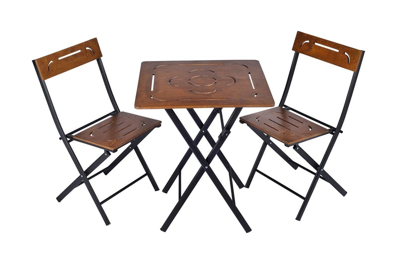 Caféset Riotorto 60 cm Blomma + 2 Utestolar - Natur/Svart - Utemöbler & utemiljö - Utegrupp - Cafegrupp & cafeset