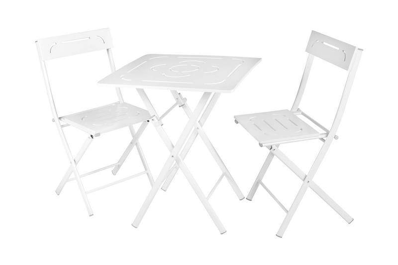 Caféset Riotorto 60 cm Blomma + 2 Utestolar - Vit - Utemöbler & utemiljö - Utegrupp - Cafegrupp & cafeset