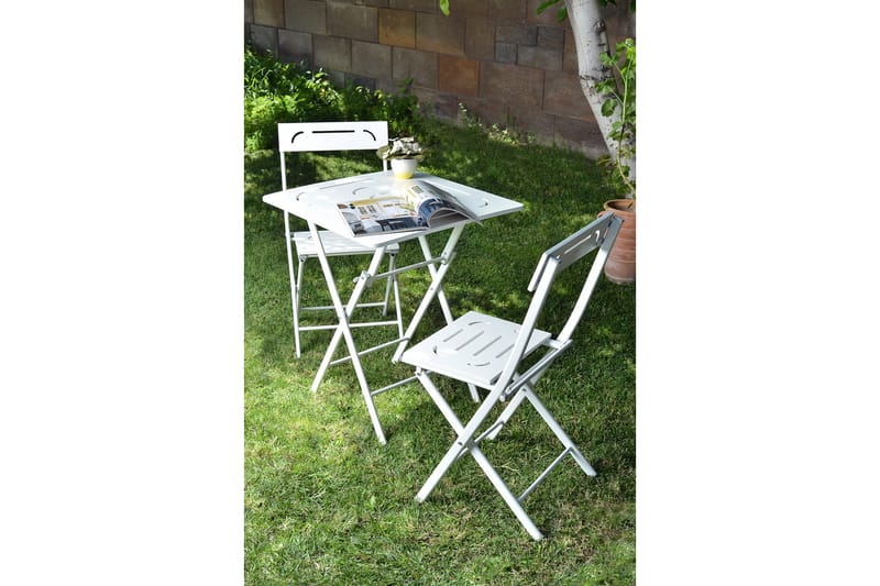 Caféset Riotorto 60 cm Blomma + 2 Utestolar - Vit - Utemöbler & utemiljö - Utegrupp - Cafegrupp & cafeset
