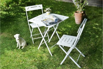 Caféset Riotorto 60 cm Blomma + 2 Utestolar - Vit - Utemöbler & utemiljö - Utegrupp - Cafegrupp & cafeset