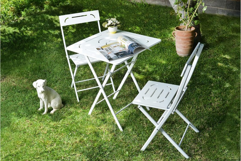 Caféset Riotorto 60 cm Blomma + 2 Utestolar - Vit - Utemöbler & utemiljö - Utegrupp - Cafegrupp & cafeset