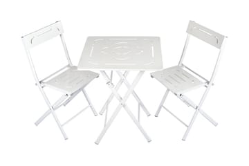 Caféset Riotorto 60 cm Blomma + 2 Utestolar - Vit - Utemöbler & utemiljö - Utegrupp - Cafegrupp & cafeset